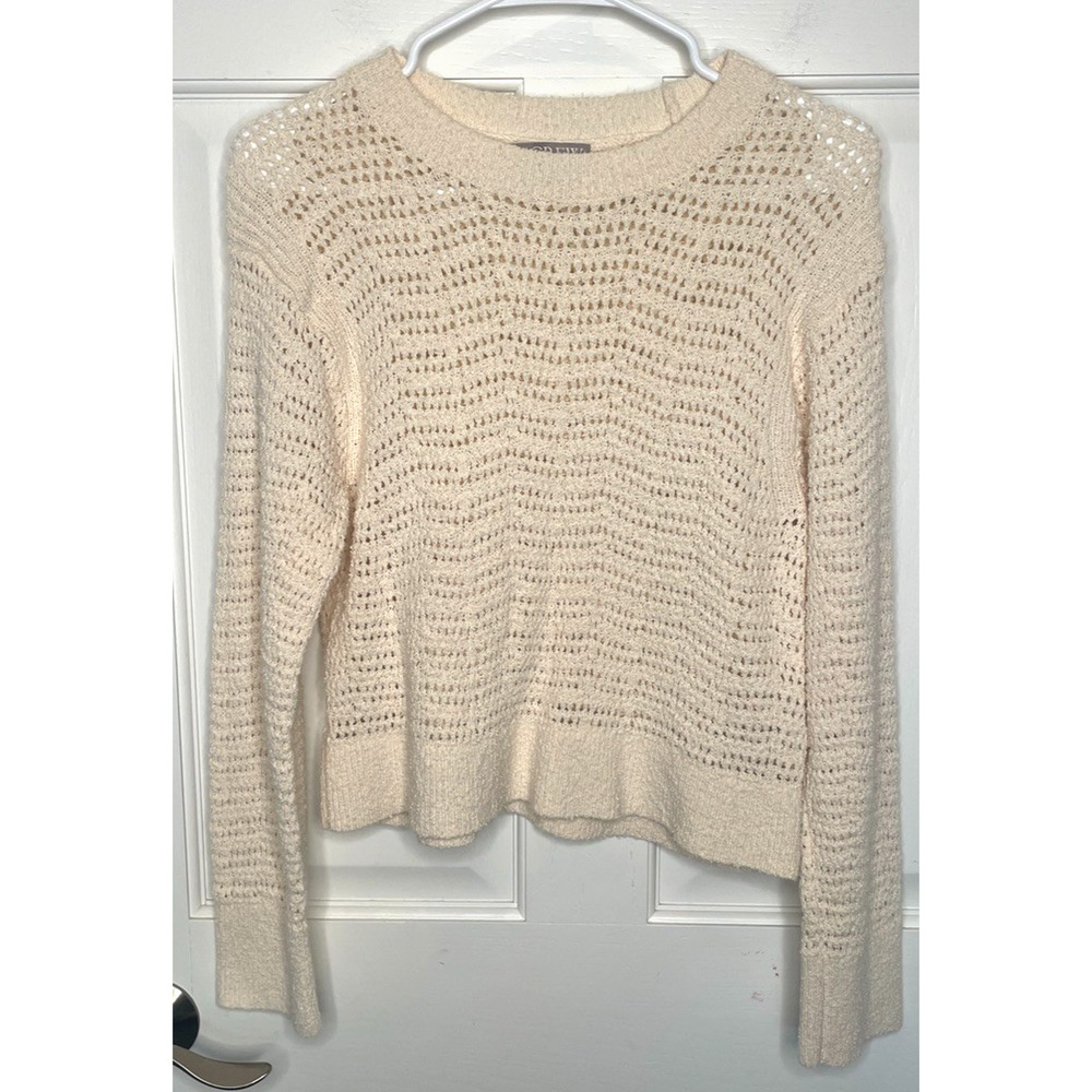 J. Crew Women's Cotton Open-Knit Sweater Sz S Coastal Beach Fisherman Preppy